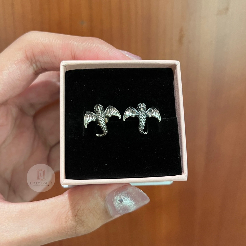 Pandora ของแท้💯 Game of Thrones Curved Dragon Stud Earrings พร้อมส่ง🛵แถมอุปกรณ์ full set🩷