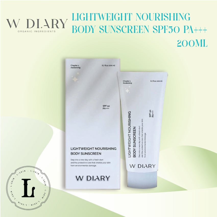 **NEW** W DIARY LIGHTWEIGHT NOURISHING BODY SUNSCREEN SPF50 PA+++ 200 ml. กันแดดสำหรับผิวกาย wdiary