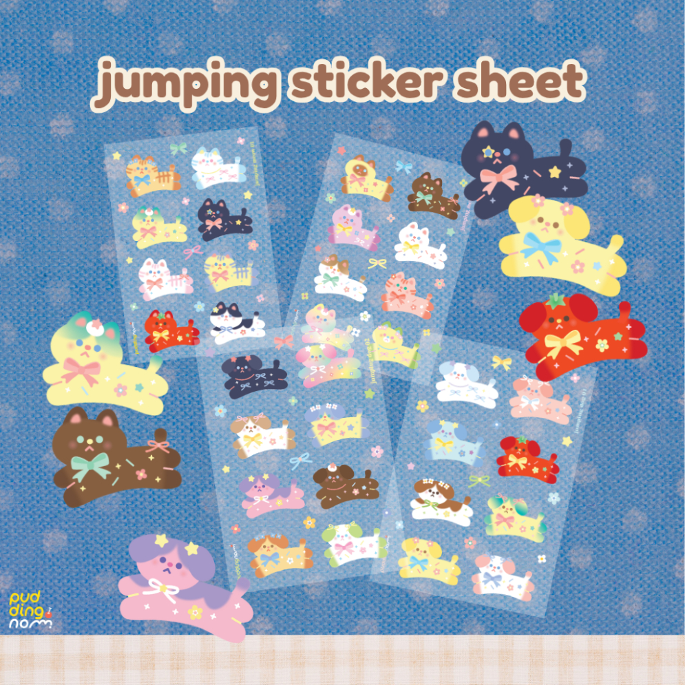 🌈Jumping A6 Stickers (Clear BG)🌈 สติกเกอร์ไดคัทขนาด A6
