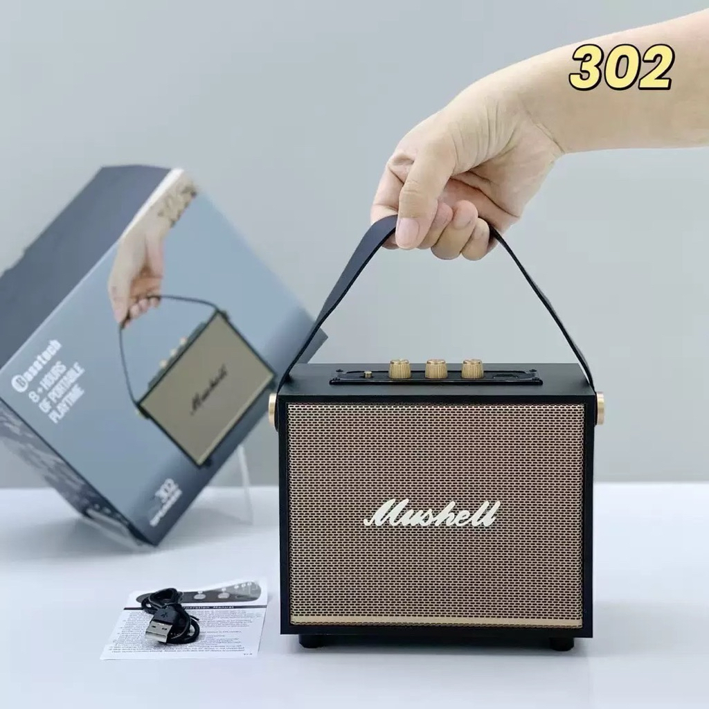 ลำโพงบลูทูธแบบย้อนยุค XM-302 ใหม่ ลำโพงไม้แบบพกพา ลำโพงพกพาสำหรับใช้ในบ้านและกลางแจ้ง ซับวูฟเฟอร์