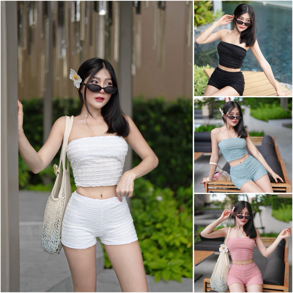 ชุดเซ็ต เกาะอก กางเกงขาสั้น มี5สี