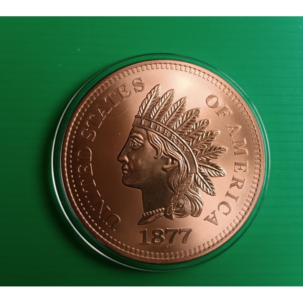 Indian Head Cent 1877-Five  Ounces .999 Fine Copper (6.5 เซน )