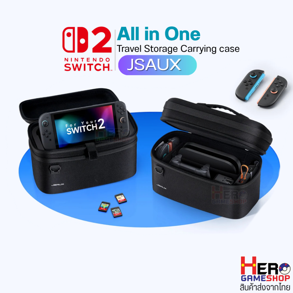 JSAUX กระเป๋าSwitch2 เก็บเครื่อง+Dockอุปกรณ์เสริม ครบจบ All in one วัสดุคุณภาพพรีเมี่ยมใส่ grip case