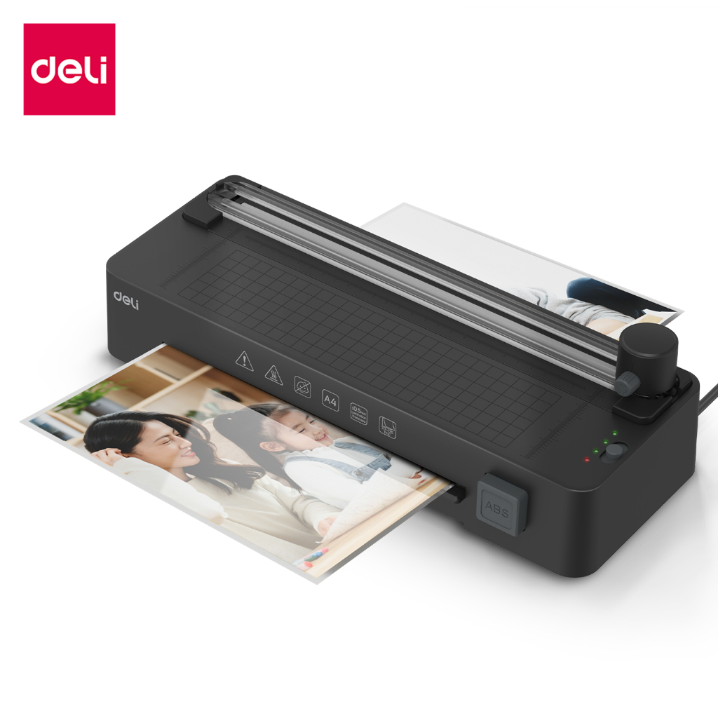 [แถมฟรี] Deli เครื่องเคลือบเอกสาร เครื่องเคลือบบัตร 5in1 มีที่ตัดในตัว แถมเครื่องตัดมุม  Laminator