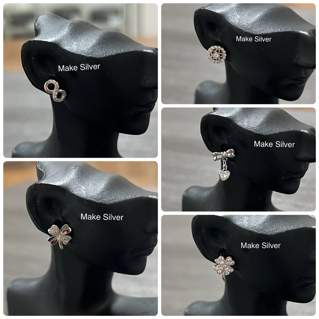 ต่างหูพลอยczเงินแท้92.5% (เงินแท้ไม่ชุบไม่ลอก)  MaKe Silve
