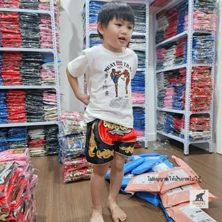 ส่งด่วน⚡️ TP016 เสื้อยืดมวยไทยเด็ก แขนสั้นสีขาว ผ้านิ่มงานไทย ใส่สบาย มีไซส์ S-XL งานสวย