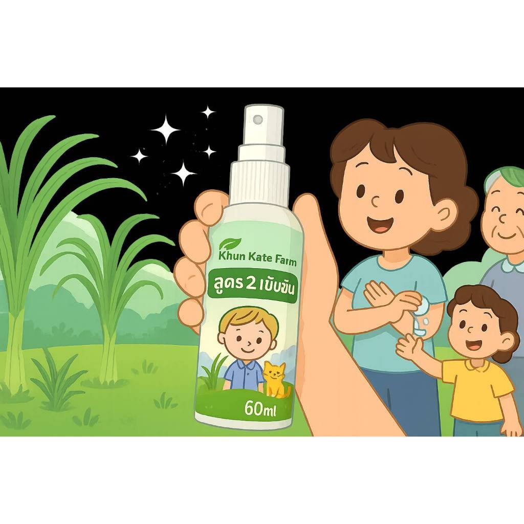 สเปรย์กันยุง น้ำตะไคร้หอม สูตร2 (เข้มข้น) (ขนาดพกพา 60ml)