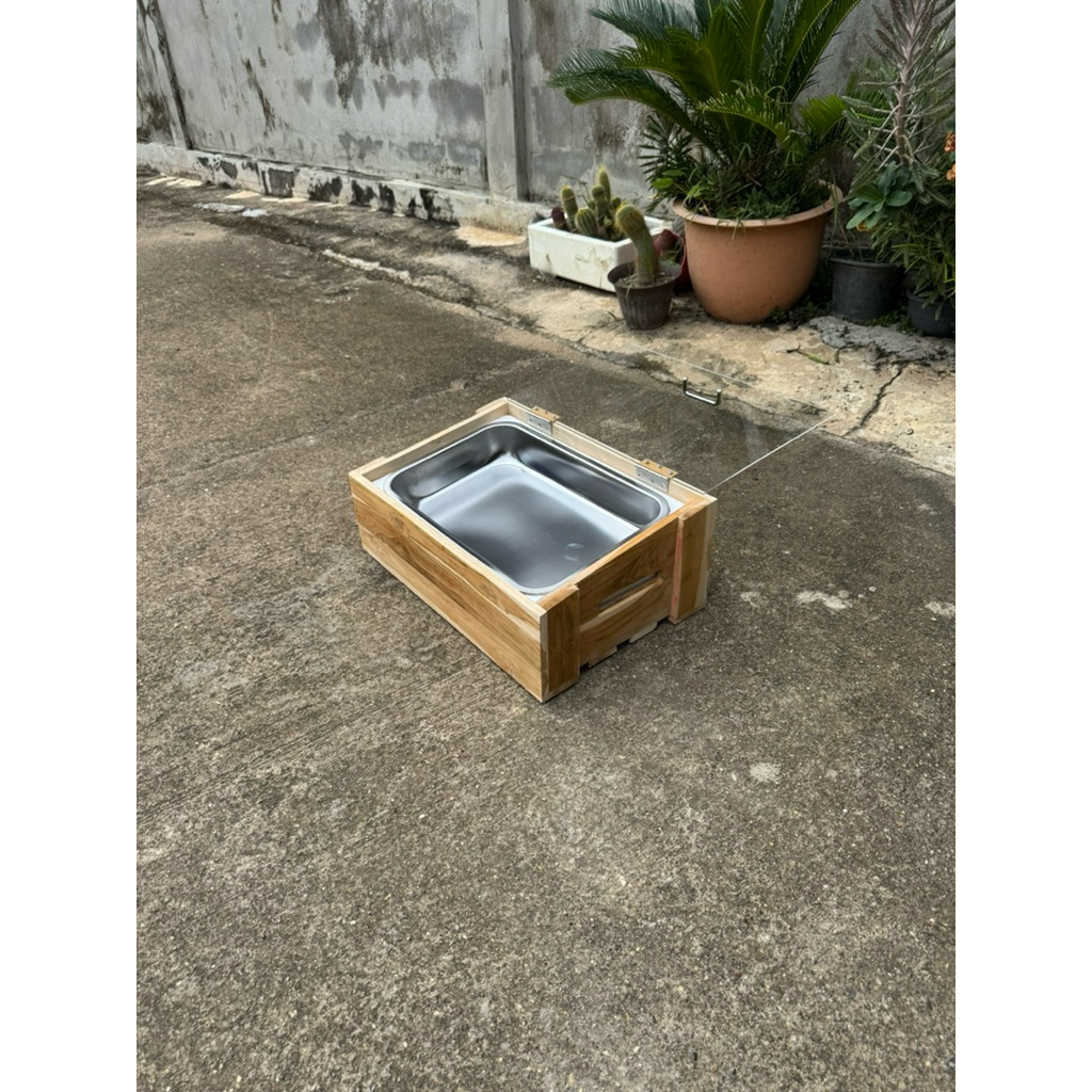 กระบะ1ช่องโชว์อาหารพร้อมถาดมีลังโฟมใส่น้ำแข็งเก็บความเย็นฝาปิดอะคริลิคใส(กระบะ1ช่อง) - รูปที่ 3