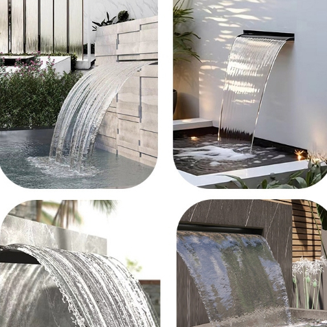 ม่านน้ำตก รางทำม่านน้ำตกสไตล์โมเดิร์น สแตนเลสเกรด 304 เต้าเสียบน้ำตกสแตนเลส น้ำตกสระว่ายน้ำ น้ำตกบ่อปลา น้ำตกภูมิทัศน์ - รูปที่ 6