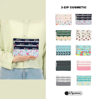 Lesportsac 3 Zip Cosmetic Bag กระเป๋าสตางค์ใบเล็ก กระเป๋าเครื่องสำอาง Style 7158