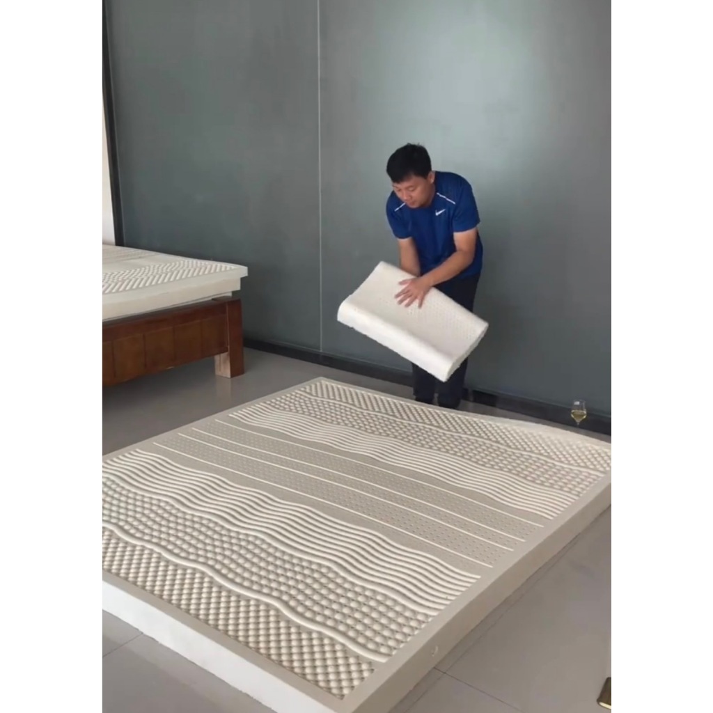 ตะกร้า6 [ ในไลฟ์ ] ที่นอน ยางพาราฉีดแท้ หนา 2-6 นิ้ว Fadell Latex ปลอกซิปถอดได้ Density 90 พร้อมหมอน