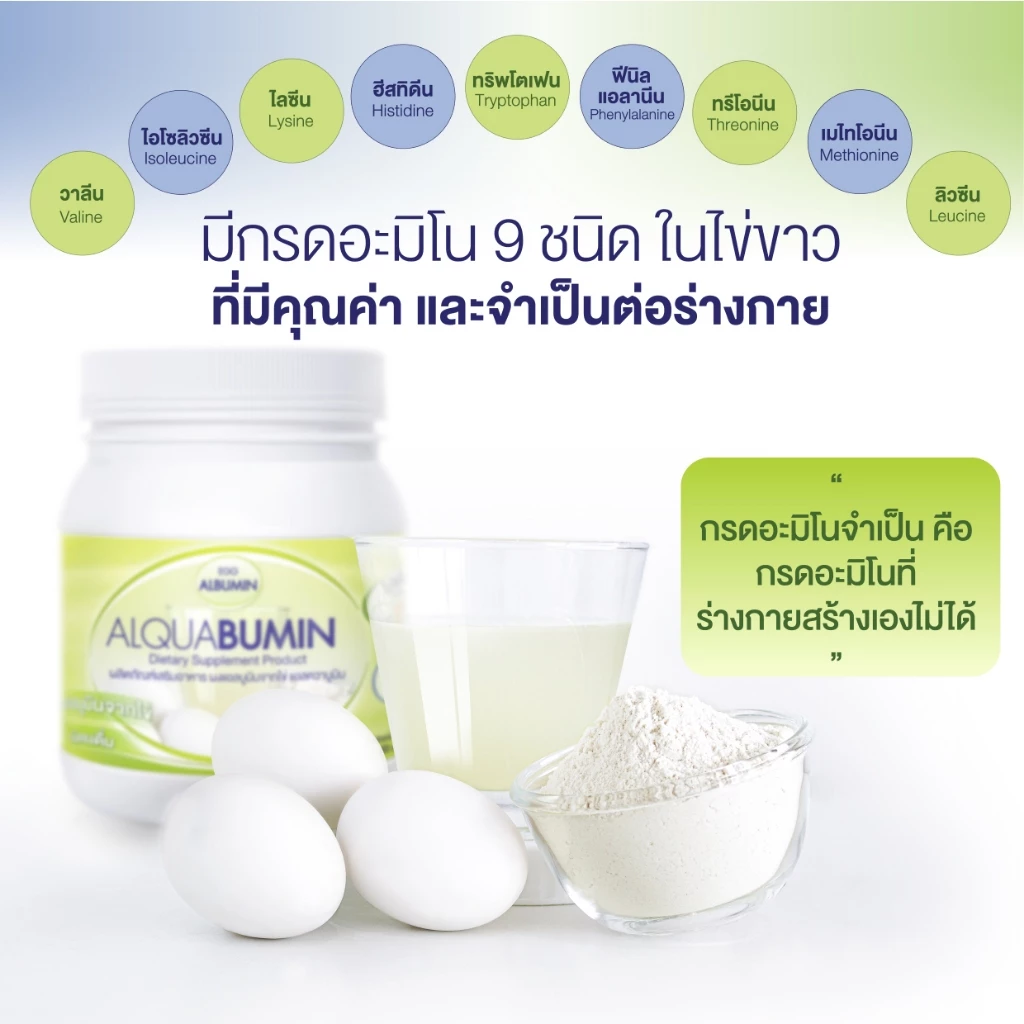 Alquabumin ผงไข่ขาว Egg Albumin โปรตีนสูง ชงดื่มง่าย thumbnail 7