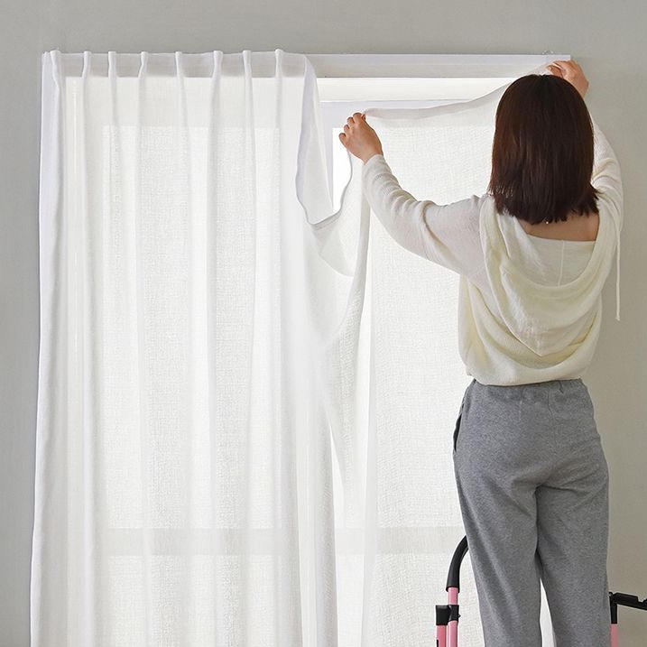 ผ้าม่าน ม่านโปร่งแสงสีขาว สไตล์มินิมอล ผ้าม่านตีนตุ๊กแก ผ้าม่านประตู ไม่ต้องเจาะผนัง
