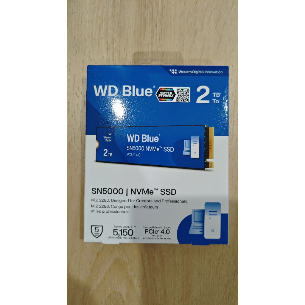 WD Blue® SN5000 NVMe™ 2TB  Read 5,150MB/s  Write 4,850MB/s
