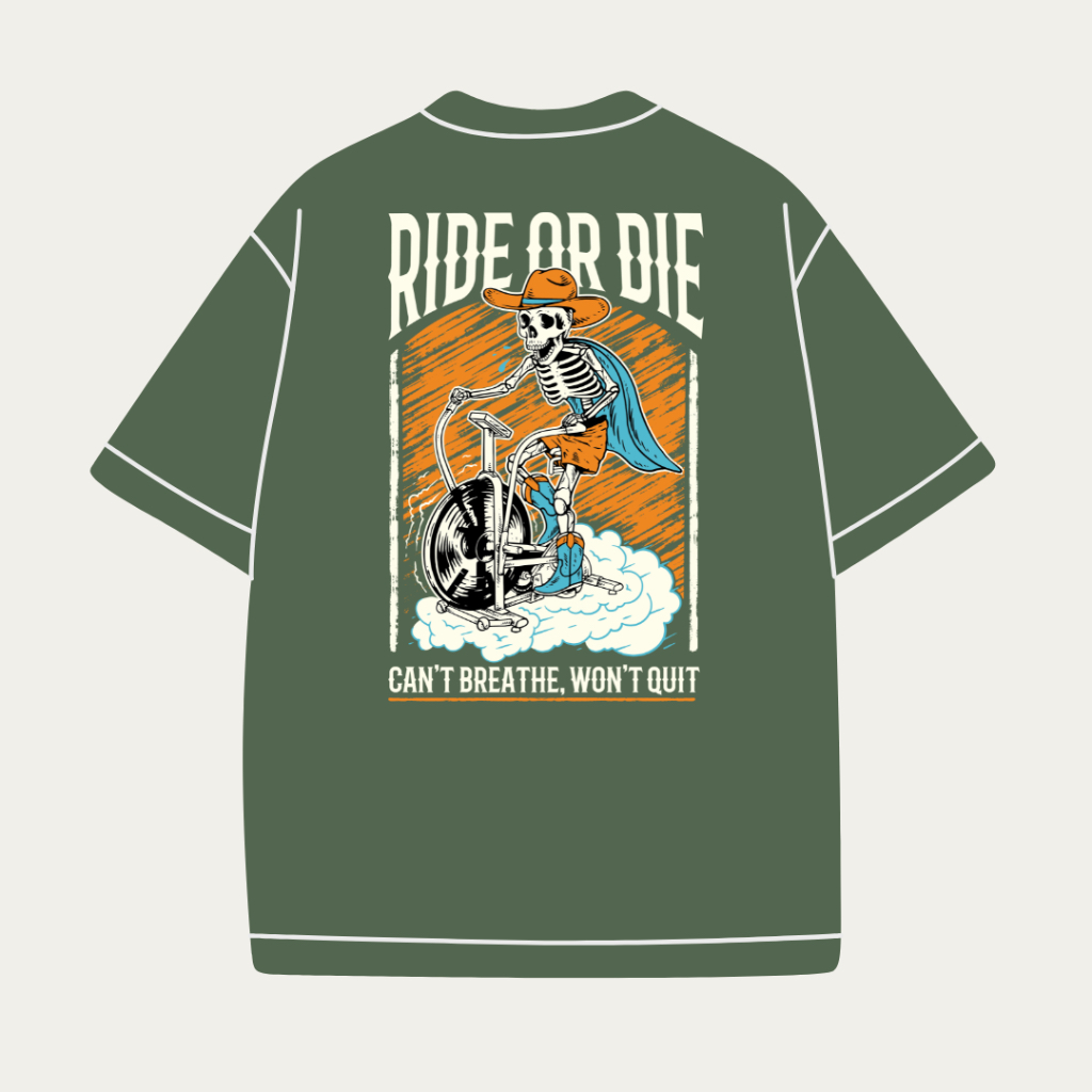 Ride or Die on Assault Bike | Green | Cotton + Spandex ผ้าคุณภาพพรีเมี่ยม นุ่ม เด้ง 💪🏼 🚴🏼