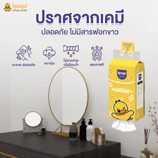 ipopi hanging tissue ทิชชู่แบบดึง แขวนได้ (1 แพ็ค มี 6 ห่อ) 200 แผ่น/ห่อ หนานุ่ม ราคาประหยัด หนา 4 ชั้น