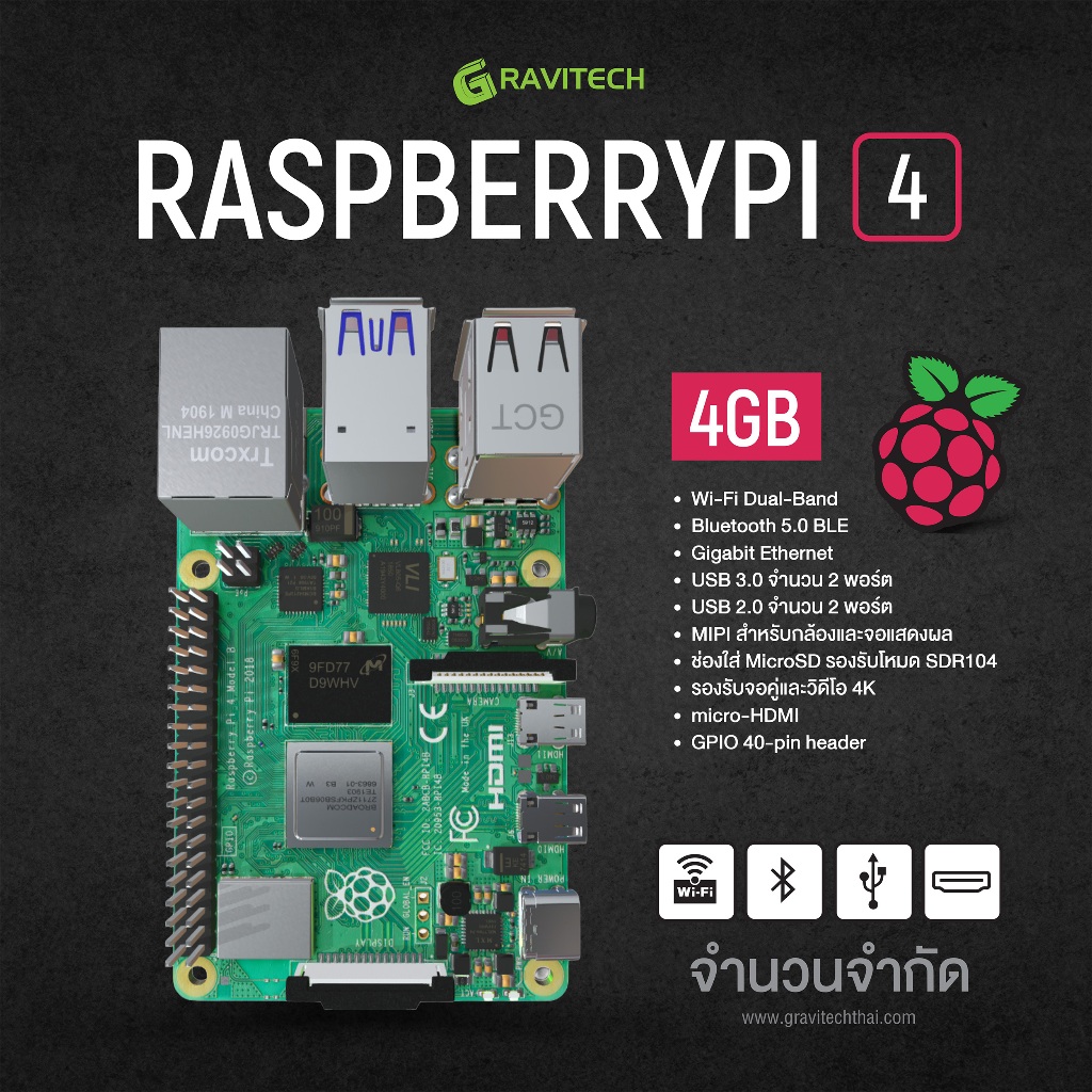 [Gravitech]  Raspberry Pi4 Model B-4GB [RAMB-3534]