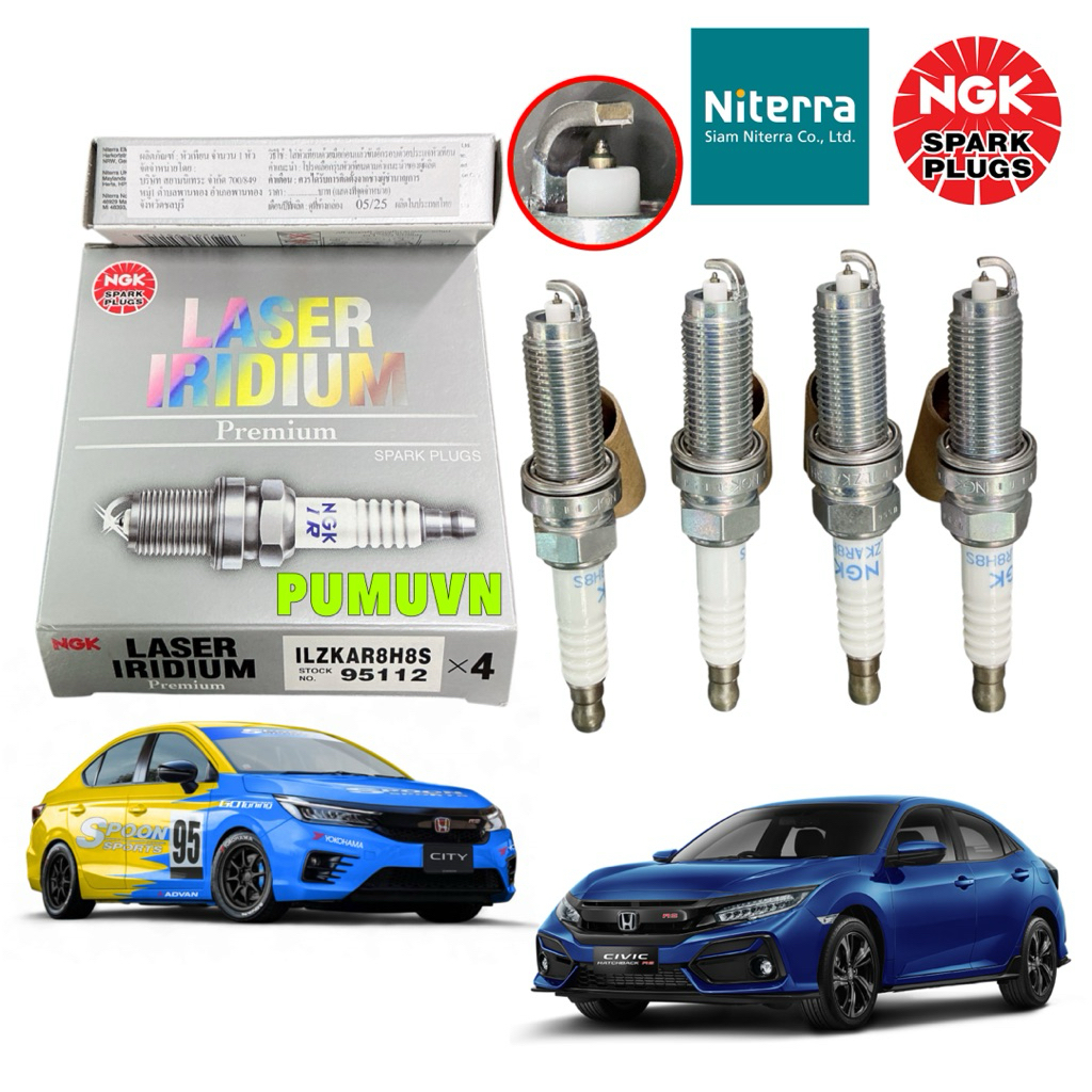 หัวเทียน NGK LASER IRIDIU HONDA CIVIC FC 1.8 FK 1.5 ACCORD 1.5L CITY 1.0L TURBO ปี19-25 ILZKAR8H8S