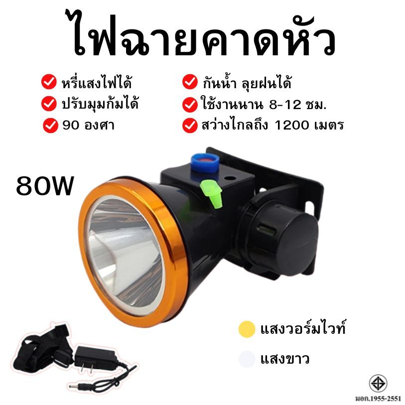 ไฟฉายคาดหัว ไฟฉาย LED แบตทน ส่องไกล ไฟฉายชาร์จไฟ ไฟคาดหัว ไฟส่องกบ แบตอึด ใส่เดินป่าผจญภัย กรีดยา