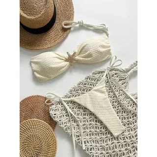พร้อมส่งในไทย ชุดว่ายน้ำบิกินี่ ทูพีช sexy bikini เครื่องประดับรูปปลาดาว ชายหาด#0932