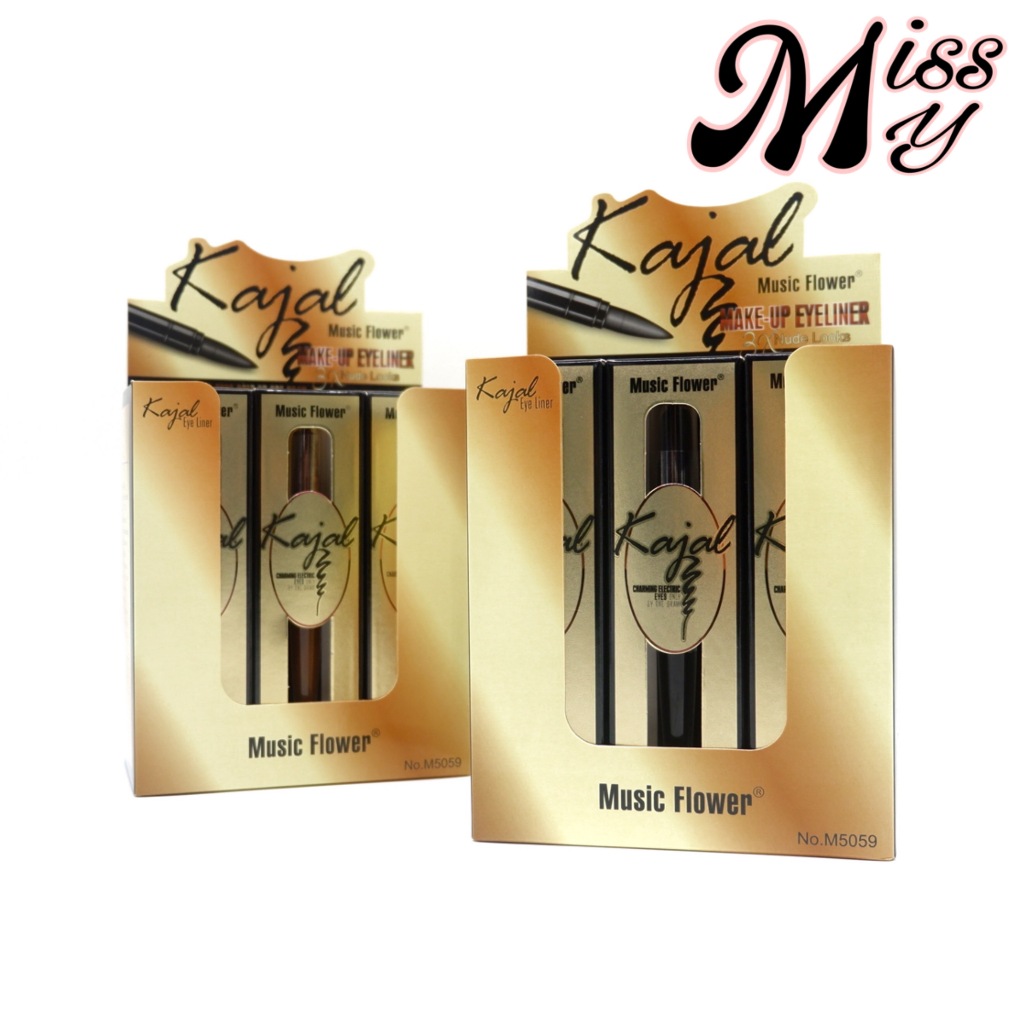 {12แท่ง} Music Flower Kajal Make-up Eyeliner อายไลเนอร์หัวใหญ่ เขียนลื่น ให้ดวงตาคมสวย no.M5059