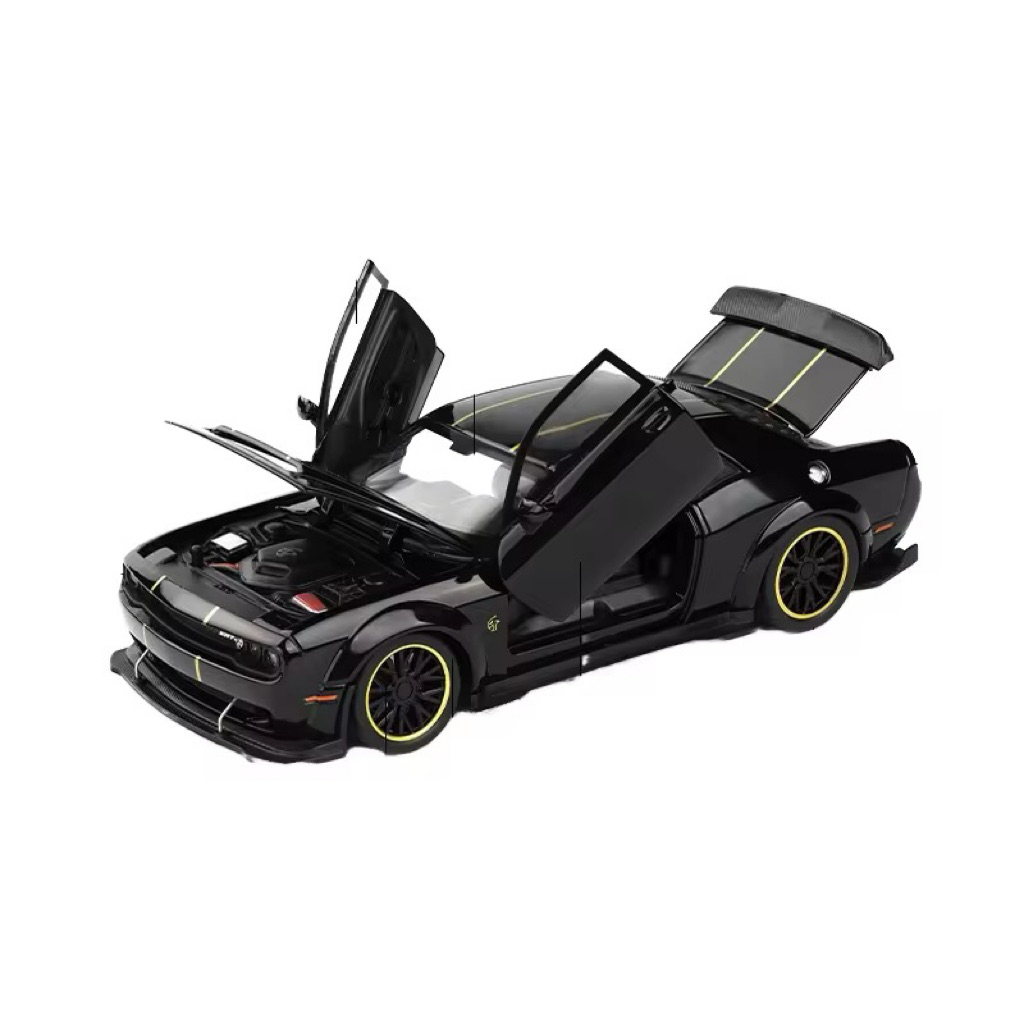 รถ dodge challenger srt (งานโมเดลเหล็ก)สเกล1:32มีเสียงมีไฟประตูเปิดปิดได้รายละเอียดสวยสมจริงเข็นเล่นหรือตั้งโชว์ก็ได้