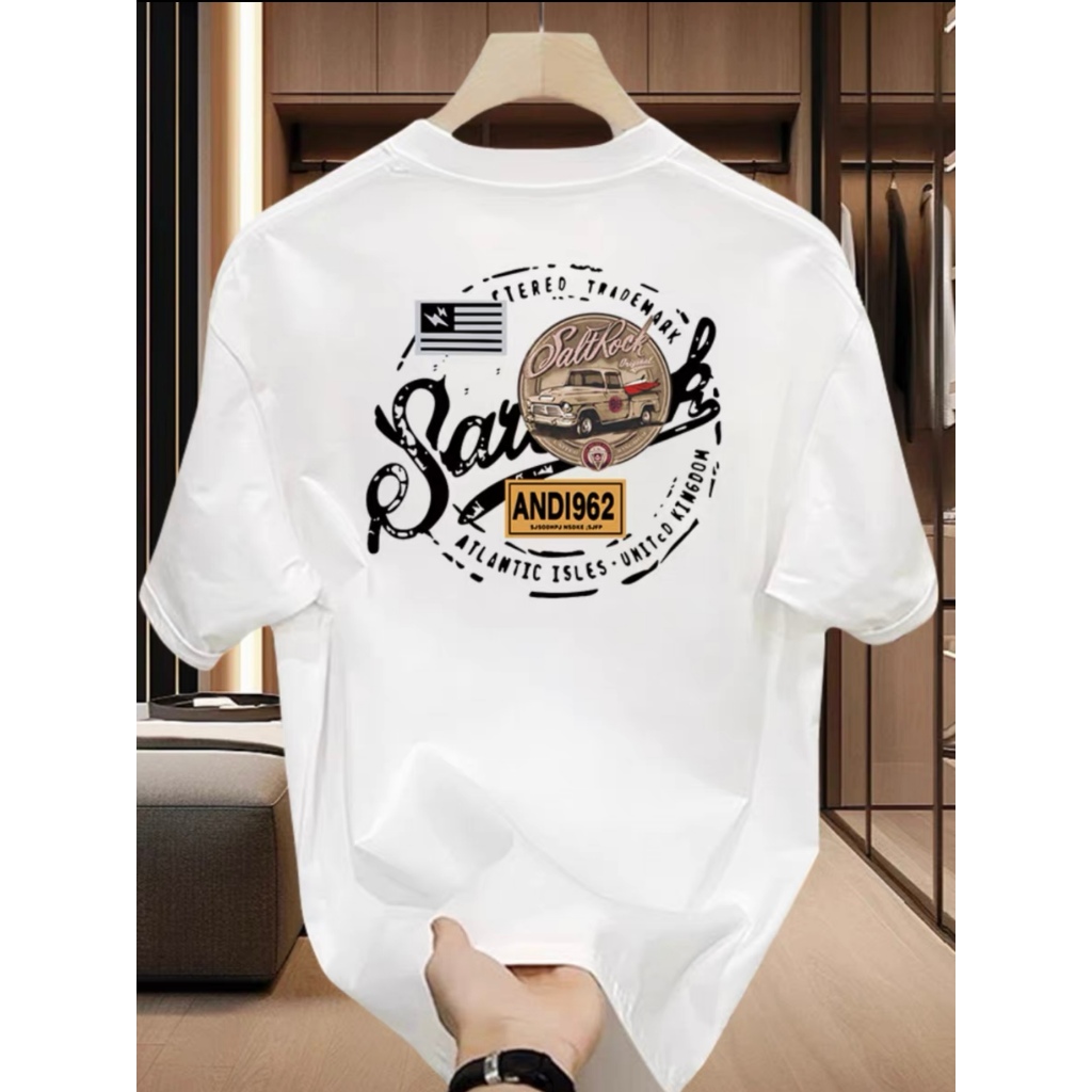 1456 เสือยืดคอลเลคชั่นsนmmerใหม่ ปี2025 เสื้อผ้าสไตล์ วินเทจ ลายสตรีท ใสไดัทั้งชายและหญิง เรียบง่าย วัยรุ่นเกาหลี
