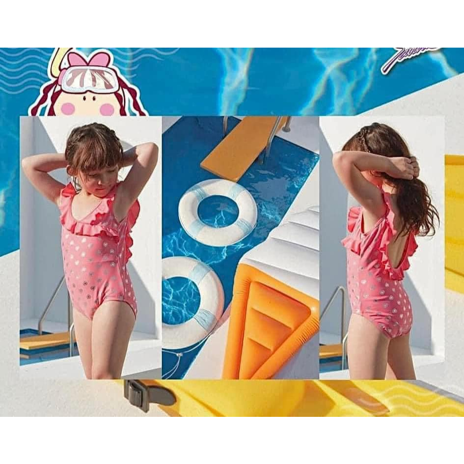 Sabina - SWG1063  ชุดว่ายน้ำเด็ก รุ่น Sabinie Swim ชมพูเข้ม พร้อมหมวกว่ายน้ำเข้าเซ็ต มีฟองบังทรง สาม