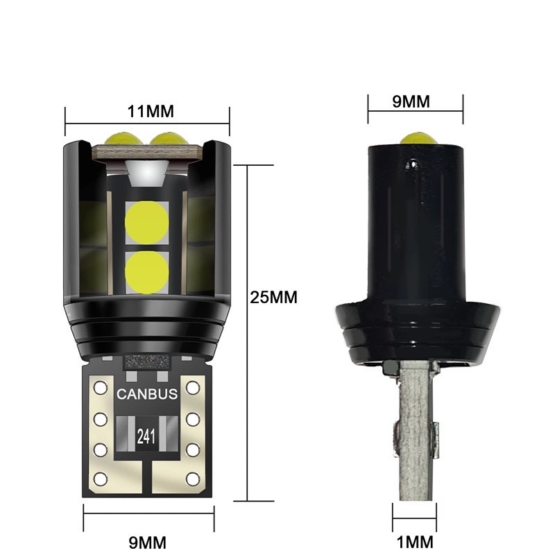 หลอดไฟป้ายทะเบียน (1 ชิ้น) T10 6SMD LED W5W Canbus สว่างมาก 241 สําหรับตกแต่งรถยนต์ และมอไซค์ 12V - รูปที่ 5