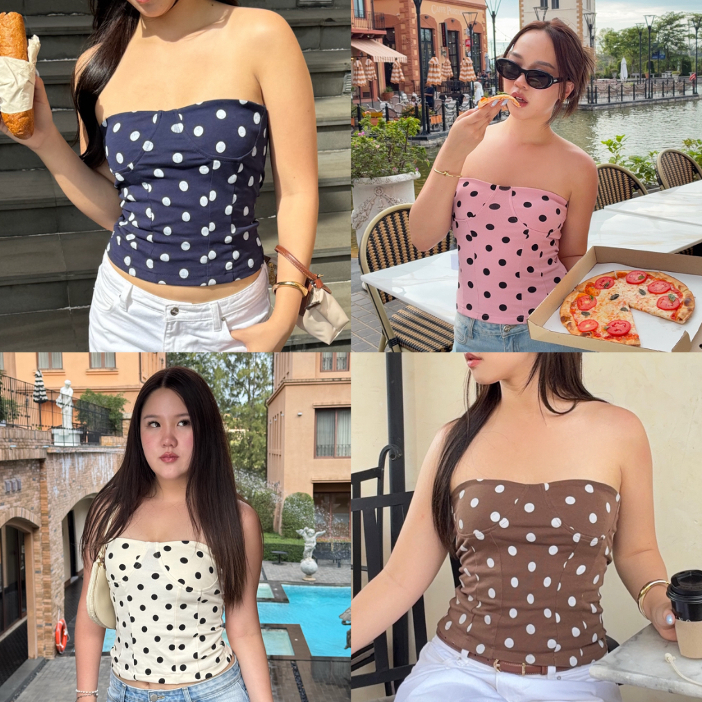 dream-on tube top by Duex Studio (XS-XL) เกาะอกpolkadot ทรงcorsetไม่มีโครง ใส่สบายแต่หุ่นเป๊ะมาก