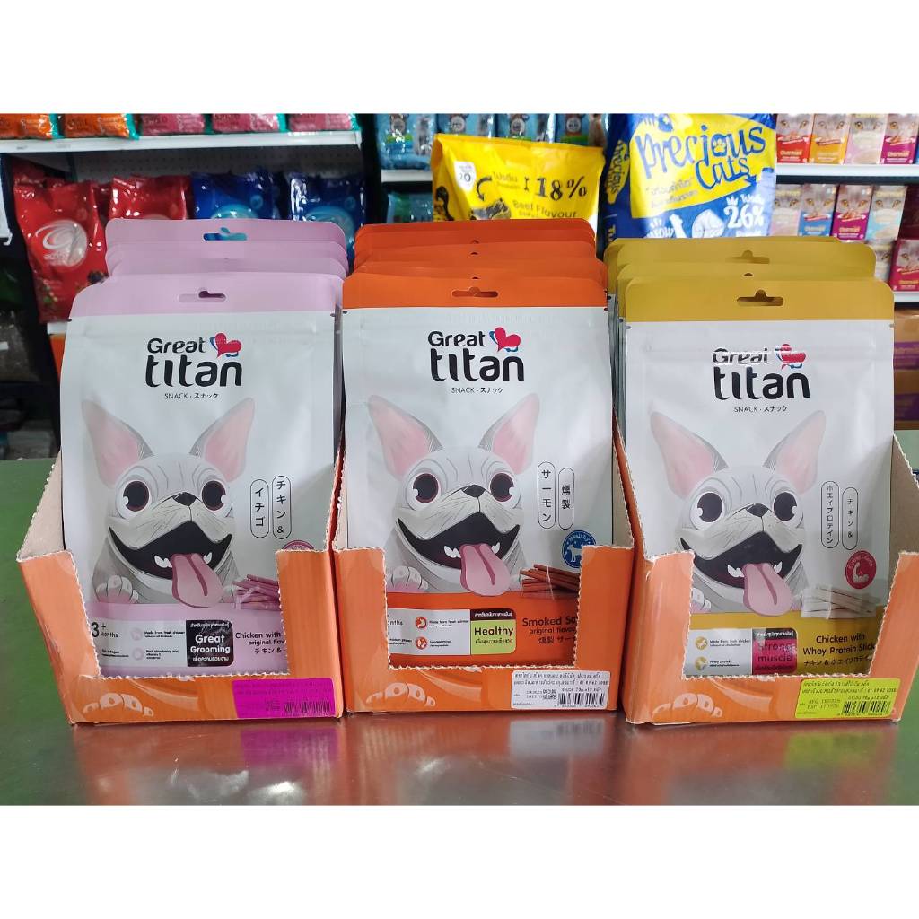 [ 1 ซอง ] สแนค ขนม​สุนัข​ Great​ titan​ Snack  70g. ขนมหมา อาหารสุนัข คละรส