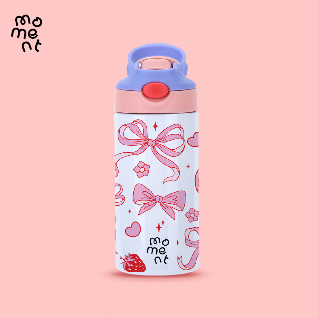 แก้วน้ำ กระบอกน้ำเด็ก 360ml สแตนเลสแท้ ฝากดหลอดเด้ง มีหูหิ้ว สำหรับเด็กอนุบาล พกพาสะดวก แบรนด์ Moment ราคา ถูกที่สุด ดีลบีเคเค แกลเลอรีภาพที่ 6