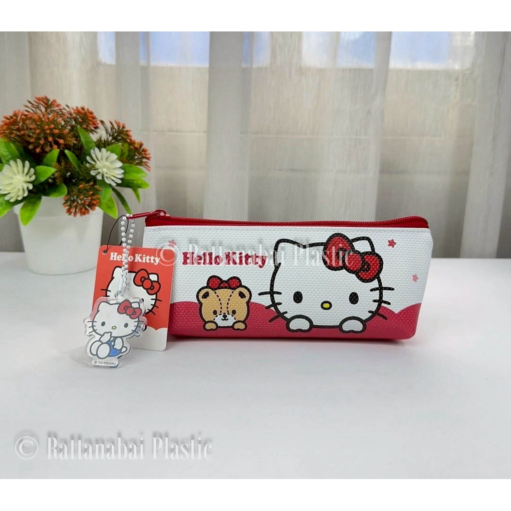Moshi Moshi กระเป๋าดินสอ พร้อมพวงกุญแจ  ลาย Hello Kitty ลิขสิทธิ์แท้