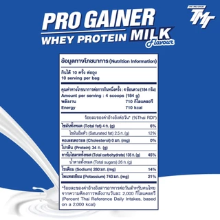 Pro Gainer Whey Protein เวย์โปรตีน สูตรเสริมสร้างกล้ามเนื้อ + น้ำหนัก รสนม (ขนาด 5 ปอนด์)