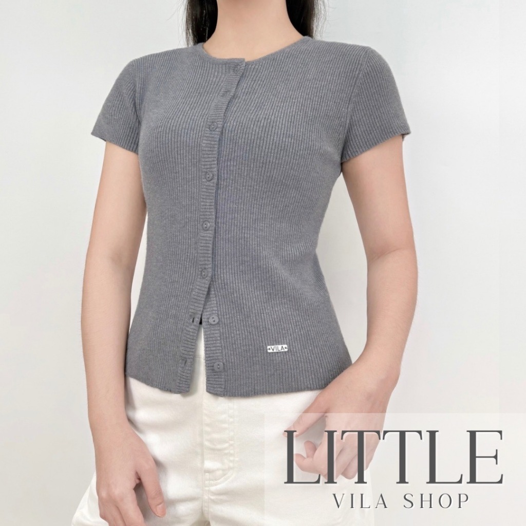 VILA | Little VL105 เสื้อไหมพรมผ้าร่องกระดุมหน้า