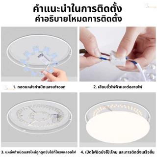 แผงไฟ LED เพดาน 3สี 28W/36W/48W/72W แผงไฟแม่เหล็ก เปลี่ยนชิปหลอดไฟ เพดานกลม แผงไฟเพดานคุณภาพสูง47