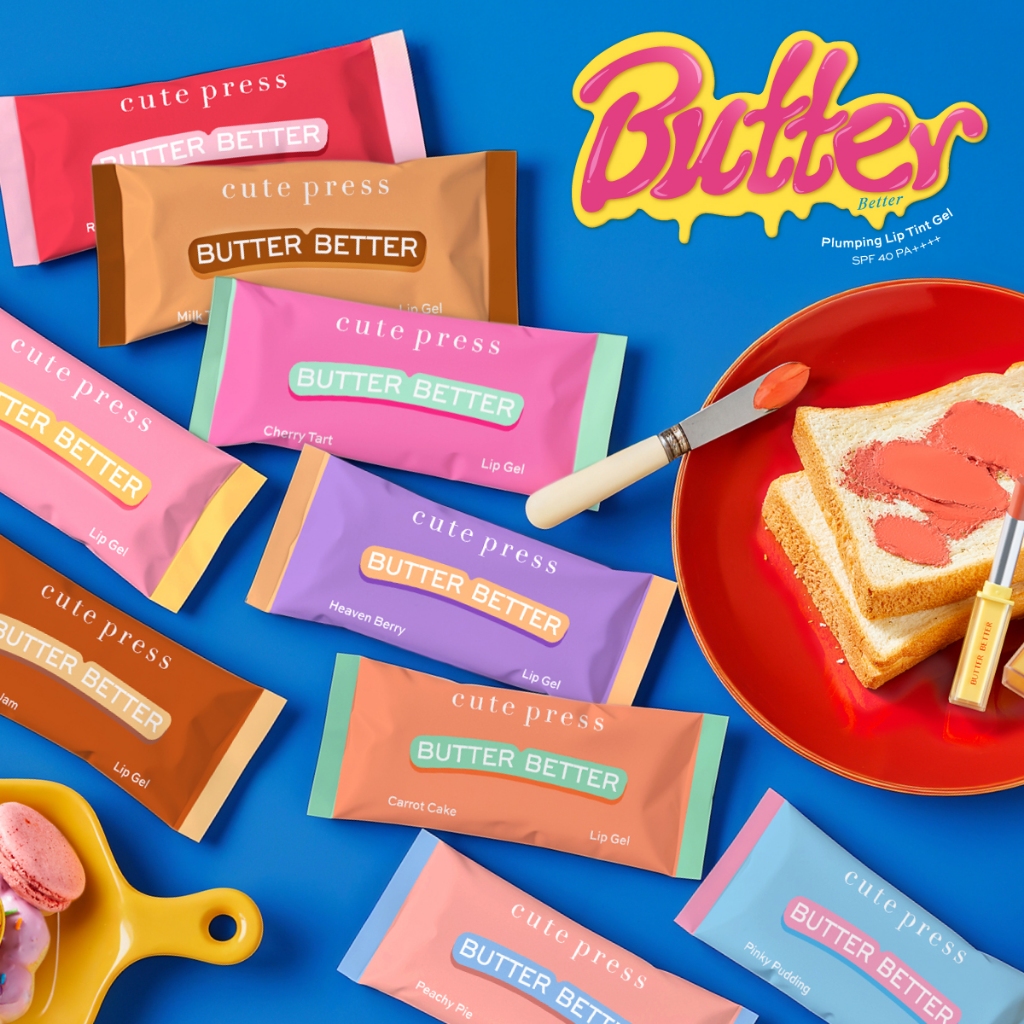 Cute press Butter Better Plumping Lip Tint Gel SPF40 PA++++ บัตเตอร์ เบทเทอร์ พลัมปิ้ง ลิปทินท์ เจล เอสพีเอฟ 40 พีเอ++++