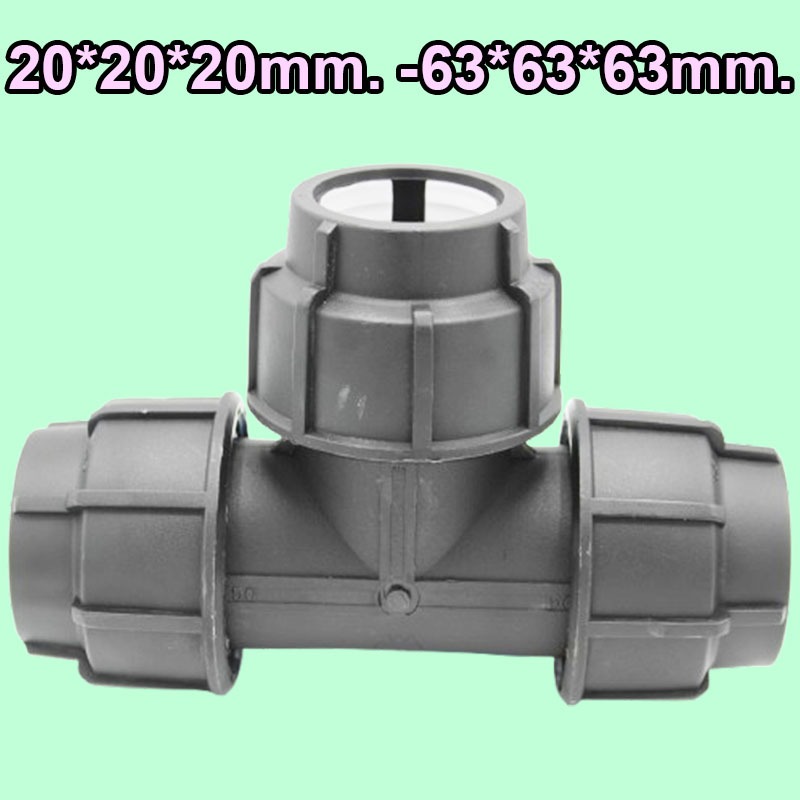 20*20*20mm. 25*25*25mm. 32*32*32mm. 40*40*40mm. 50*50*50mm. 63*63*63mm. ข้อต่อสามทางแบบสวมอัด PE
