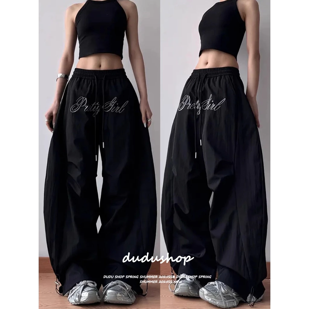 [Summer quick-drying fabric sports jazz dance wide-leg pants] กางเกงขายาวทรงหลวมฤดูร้อนใหม่สำหรับผู้หญิง กางเกงกีฬาลำลอ