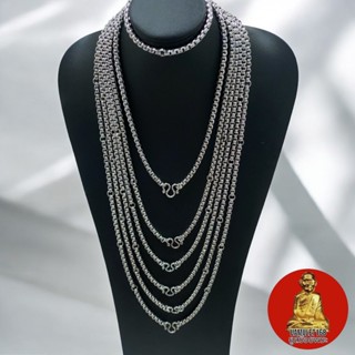 สร้อยพระ สร้อยสแตนเลสแท้ลายผ่าหวาย ห้อยพระหลายองค์ + ห้อยหลั…