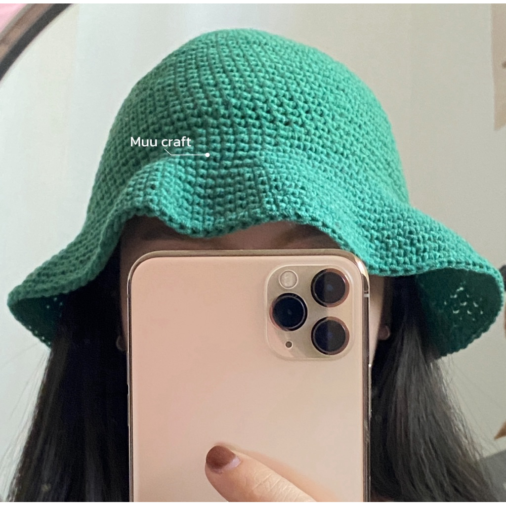 🌲หมวกถักสีเขียว |  muu craft