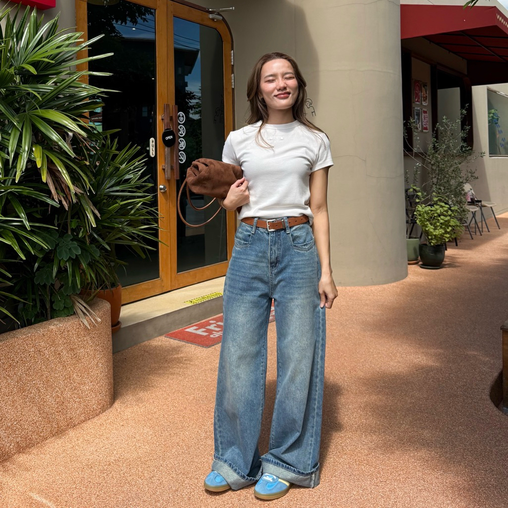 [เก็บโค้ดหน้าร้าน ลด30% เหลือเพียง 509.-] Vesper Jeans ยีนส์เอวสูงขากระบอกใหญ่ ทรง Baggy Jeans แพทเทิร์นสวย ราคา ถูกที่สุด ดีลบีเคเค แกลเลอรีภาพที่ 2