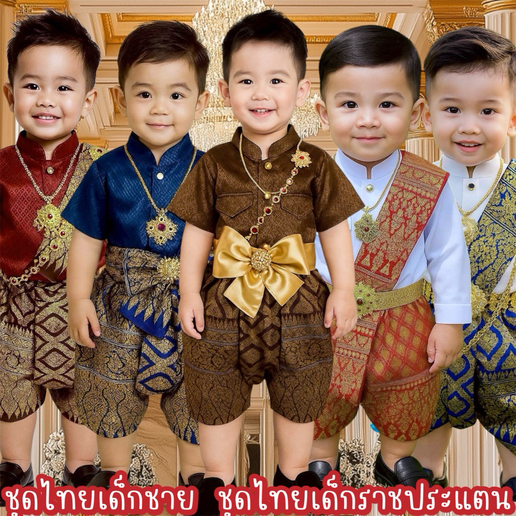 (Si) ชุดไทยเด็กชาย ชุดไทยเด็กราชประแตน เสื้อ+โจงกระเบน