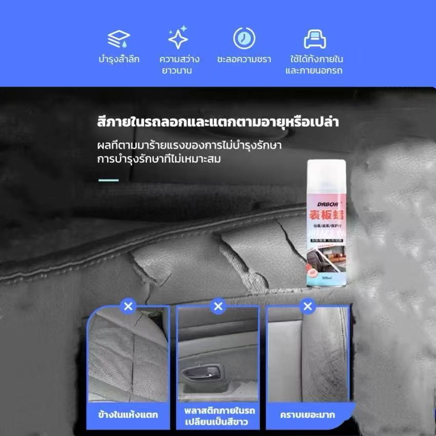 [ซื้อ1แถม1]สเปรย์เคลือบเงา ปกป้องเบาะหนัง คอนโซล แผงหน้าปัดรถ ยางรถ Dashboard & Surface Polish Wax ราคา ถูกที่สุด ดีลบีเคเค แกลเลอรีภาพที่ 7