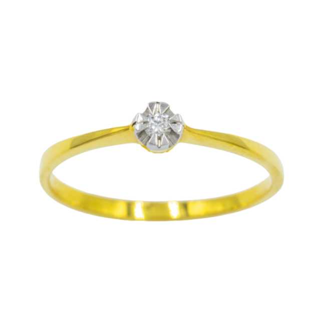 Happy jewelry แหวนเม็ดเดี่ยว เตยหัวใจเสริมเพชร แหวนเพชร แหวนทอง เพชรแท้ ทองแท้ 37.5% ME585