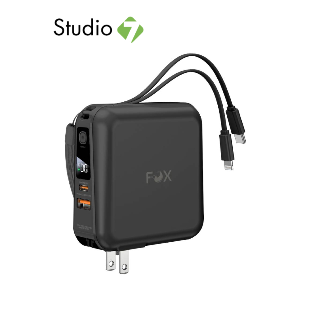 พาวเวอร์แบงค์ FOX 15000 mAh LED Display 2-in-1 Cable รุ่น W1501 by Studio7