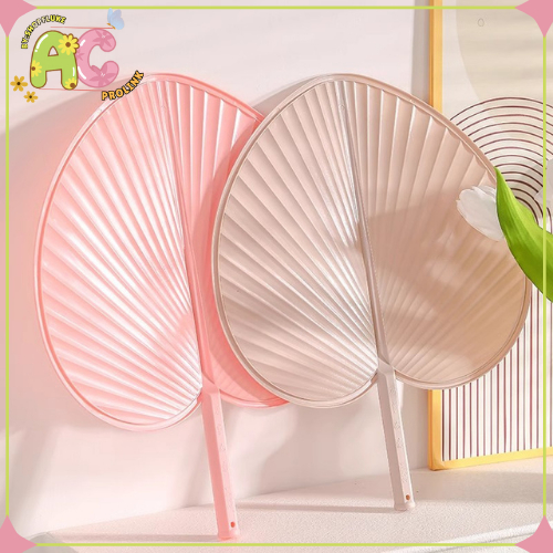 พัดใบโพธิ์ Blow แบบถือ พัดพลาสติก สีพาสเทล ความยาว 9นิ้ว พกพาสะดวก ทรงใบไม้ คลายร้อน