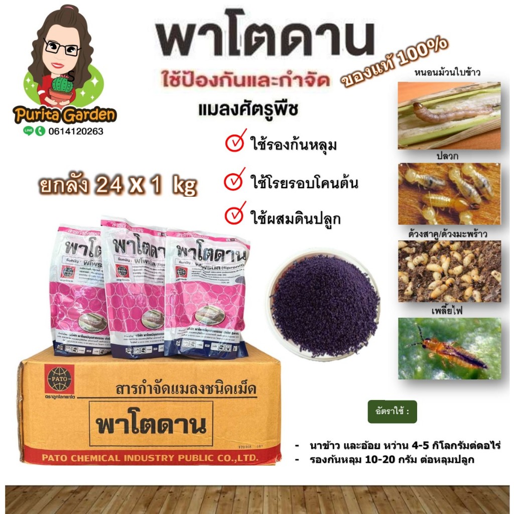 พาโตดาน ยกลัง 24 x 1 Kg. (ฟีโพรนิล) สารกำจัดแมลงแบบดูดซึม กำจัดหนอน เพลี้ย แมลง ด้วงมะพร้าว