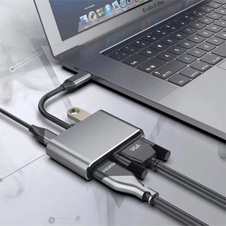 อะแดปเตอร์ USB C HDMI Type c ถึง HDMI 4K 4 ใน 1 พร้อมตัวแปลงเสียงและวิดีโอ VGA USB3.0
