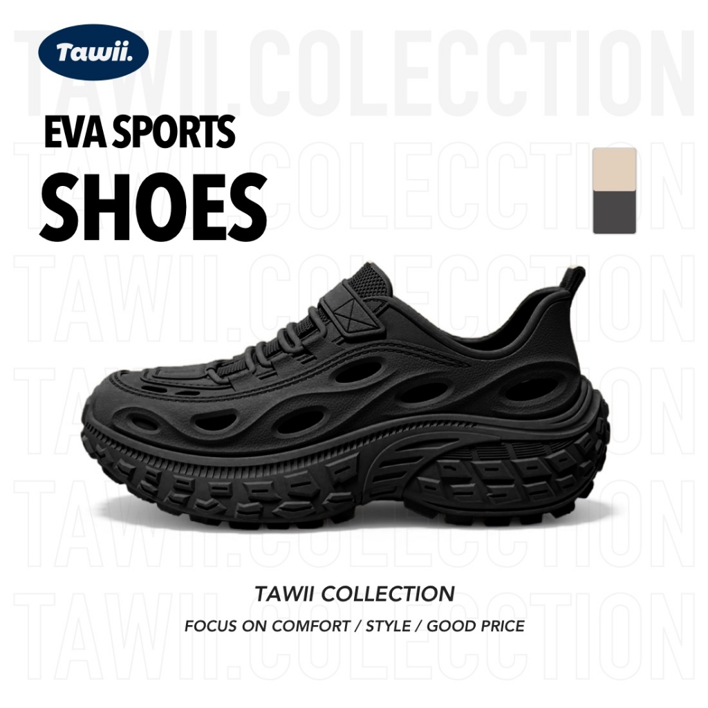 Tawii. รองเท้าแตะ ผู้ชายและผู้หญิง รองเท้ายาง กันลื่น กันน้ำ เบา ไซซ์ 35-45 สีดำ ฮิตสุด รองเท้า